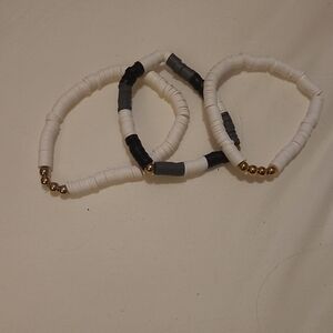 White and Brown Beaded Bracelet Bundle